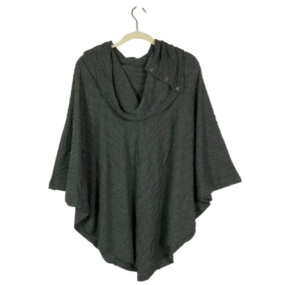 NWT Apropos Charcoal Gray Textured Women's Poncho Sweater Size L Polyester/Rayon
